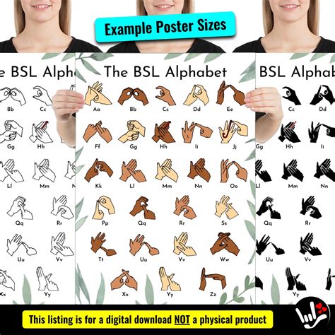 Bsl Sign Language Alphabet Charts Bsl Abcs Sign Language Etsy