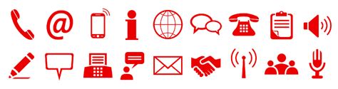 Set Red Contact Sign Icons Stock Vector Stock Illustration Download