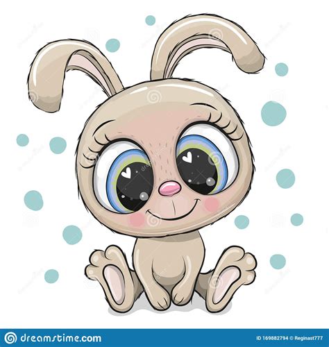 Rabbit With Big Eyes Isolated On A White Background Stock