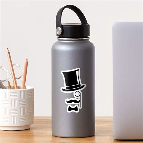 Mustache Monocle Top Hat Sticker By Bigtime Redbubble