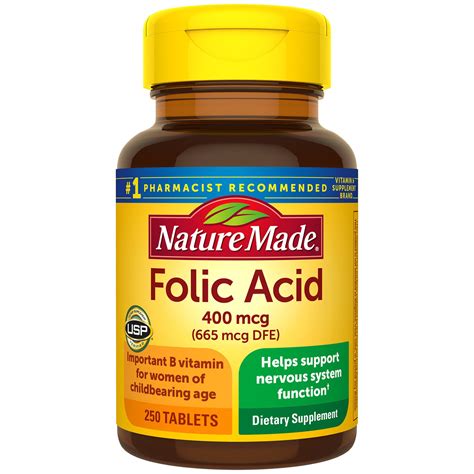 Taking doses of folic acid higher than 1mg can mask the symptoms of vitamin b12 deficiency, which can eventually damage the nervous system if it's not spotted and treated. Nature Made Folic Acid 400 mcg Tablets - Shop Vitamins A-Z ...