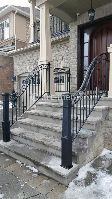 Wrought iron stairs outdoor, photos of hand crafted artisanal wrought iron handrails security gates perimeter fences manufactures and are an iron spiral staircases wrought iron stair railings for more. Best Exterior Wrought Iron Stair Railings You Can Get in Toronto