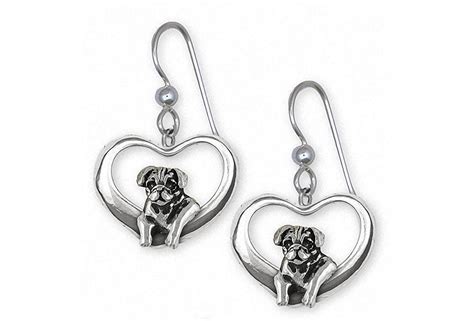 Pug Jewelry Sterling Silver Handmade Dog Earrings Pg46 Te Etsy Uk