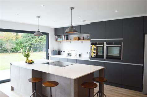 Modern Kitchen Installation In London Dark Grey Matt And