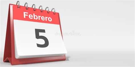 February 5 Date Written In Spanish On The Flip Calendar 3d Rendering