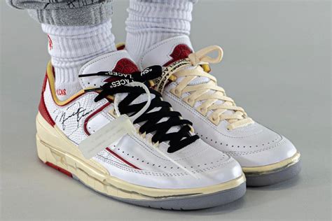 Off White™ X Air Jordan 2 Low Whitered On Foot Look Hypebeast