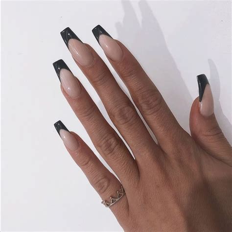 Black French French Tip Acrylic Nails Fall Acrylic Nails Fire Nails