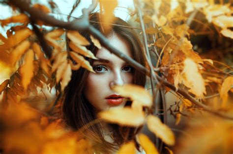 wallpaper face sunlight leaves women portrait red lipstick carnival color tree autumn