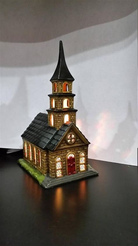 Church Lighted Musical Hand Painted Ceramic Hand Painted Ceramics