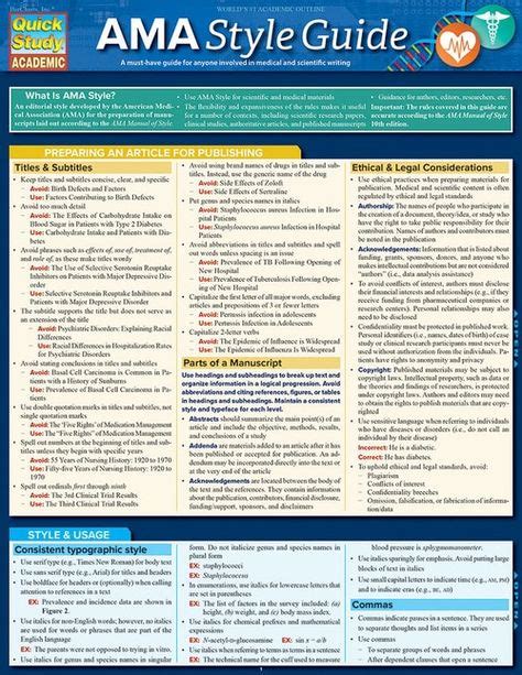 Quickstudy Ama Style Guide Laminated Study Guide Scientific Writing