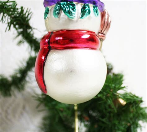 Vintage Mercury Glass Snowman Ornament Polish Hand Blown Etsy Sweden