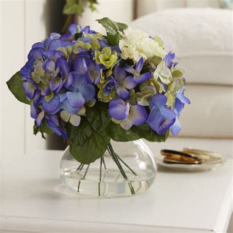 Nearly Natural Mixed Hydrangea With Vase Artificial Flower