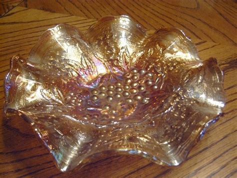 Carnival Glass Bowl Candy Dish Vintage Amber By 8daysoftreasures