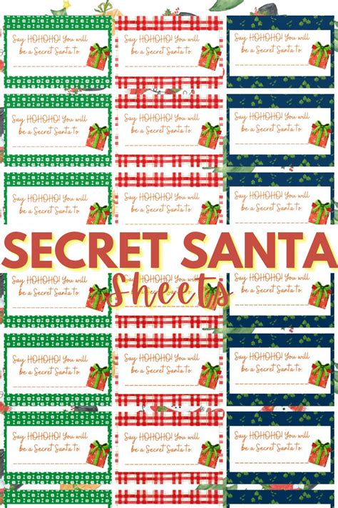 Secret Santa Cheat Sheet Printable