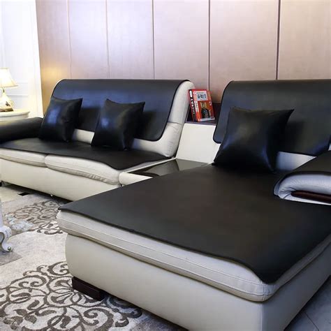 Black Washable Leather Sofa Cushion Four Seasons Non Slip Waterproof