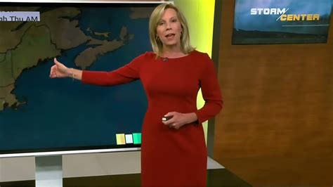 Jacqui Jeras The Weather Channel 120722 Red Dress Profile View