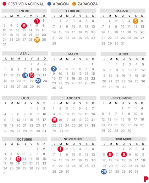 Calendario Laboral Zaragoza 2022 Con Todos Los Festivos