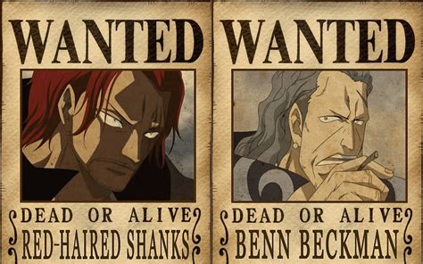 One Piece Shanks Crew Full One Piece Wanted Poster Shanks Red Hair