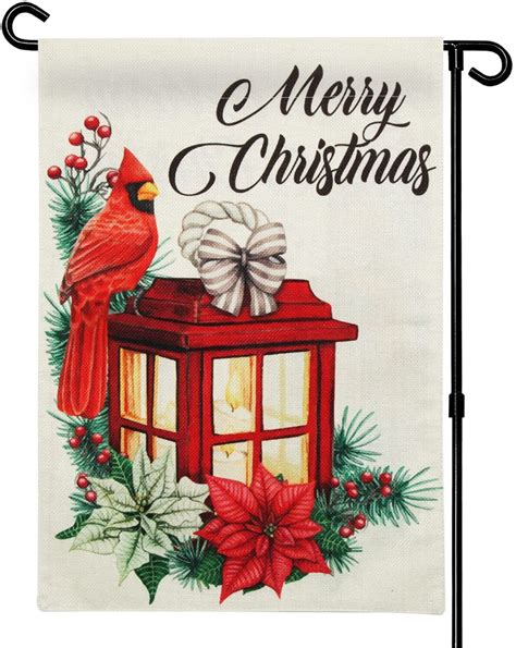 Christmas Garden Flag Merry Christmas Double Sided Red Etsy