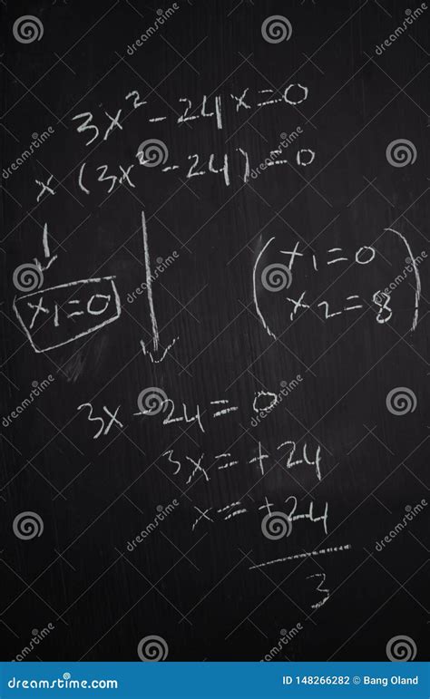 Close Up Math Formulas Written On A Blackboard Education Concept Stock