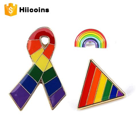 Wholesale Lgbt Rainbow Lesbian Gay Pride Flag Custom Metal Enamel Lapel