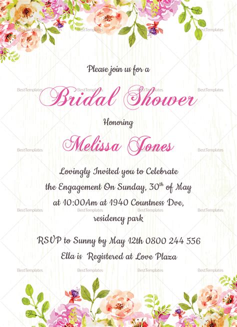 Sunnydayscreation pineapple bridal shower printable invitation, $15, etsy.com. Floral Bridal Shower Invitation Card Design Template in ...