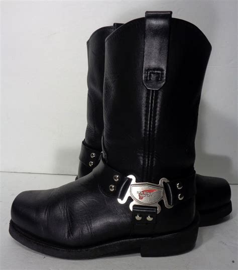 Red Wing® 969 Harness Black Leather Motorcycle Boots Mens Size 8 Mens Motorcycle Boots