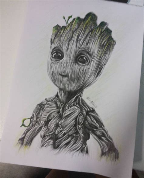 Groot Drawing Fantasy Marvel Art With Colorpencils And Pencils Guardians Of The Galaxy By