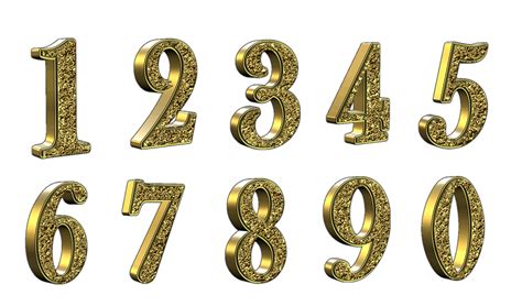 Golden 3d Numbers With Transparent Background Behance