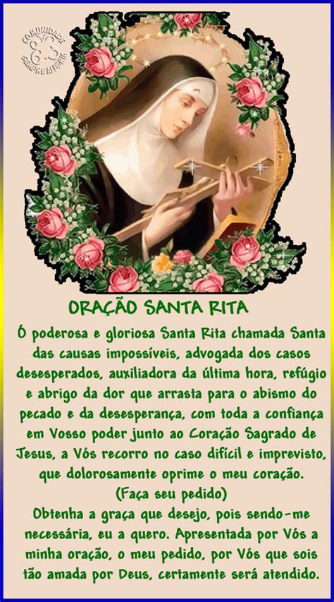 Ó santa rita, filha obediente, esposa amável de homem difícil, mãe paciente de filhos rebeldes, irmã bondosa e compreensiva das religiosas do convento, noiva maravilhosa e sofredora do nosso amado senhor, modelo de oração a santa rita de cassia para obter graças impossiveis. Oração SANTA RITA | Sempre Alegria