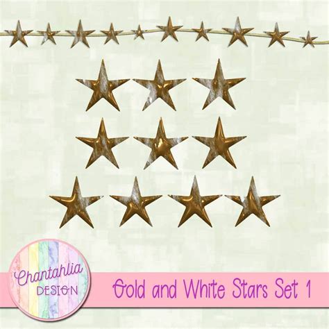 Gold And White Stars Set 1 Chantahlia Design