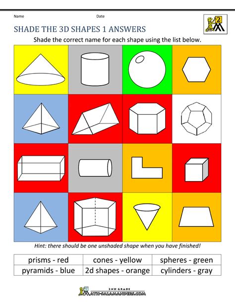 3d Shapes Worksheet Grade 1