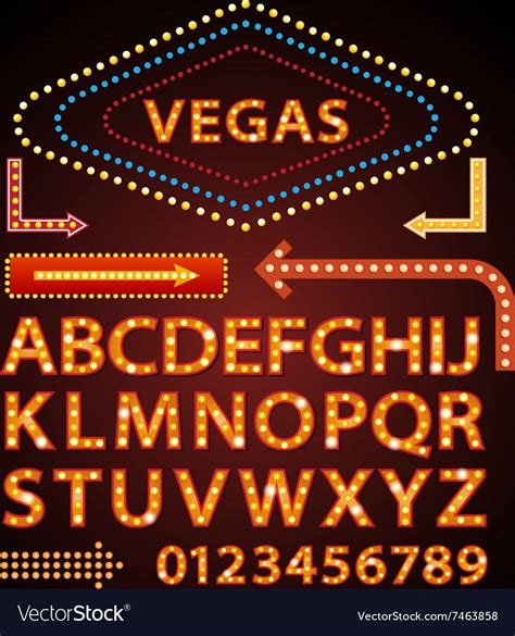 Orange Neon Lamp Letters Font Show Vegas Vector Image Aff Lamp
