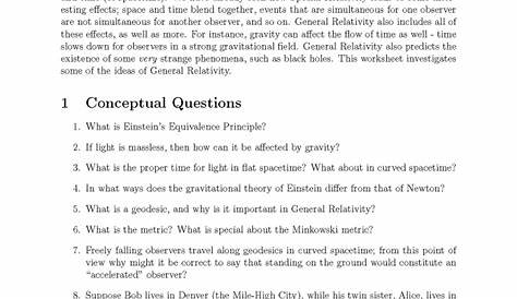 Relativity Worksheet Concepts 9Th Grade