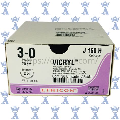 Sutura Vicryl 3 0 70x X 20 C36 Ethicon
