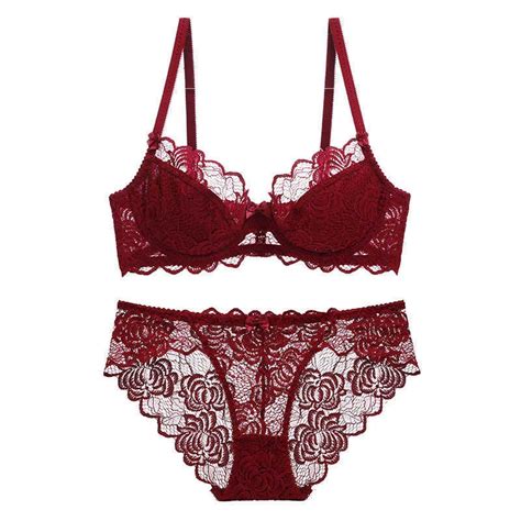 Plunge Sexy Lingerie Lace Underwire Bralette Bra And Panty Set Unlined Underwear Women Intimates