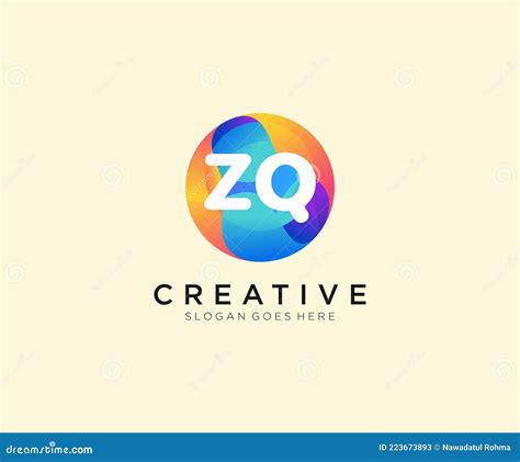 Zq Initial Logo With Colorful Circle Template Vector Stock Vector