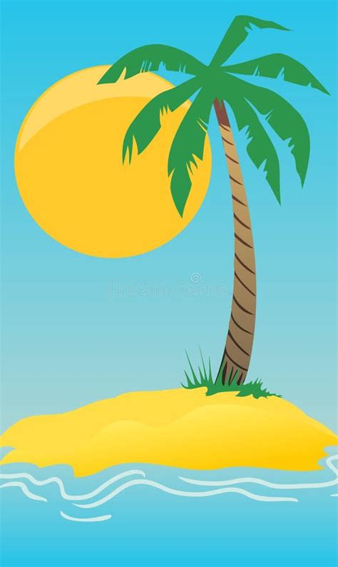 Island With A Palm Tree Stock Vector Illustration Of Island 14308418