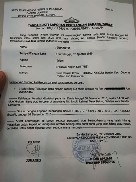 Ini klarisfikasi pertamina, kasus mereka berniat untuk menjual motor tersebut ke seorang penadah yang masih dalam penyelidikan polisi. Biaya Pembuatan Surat Laporan Kehilangan di Polrestabes ...