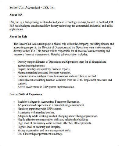 Financial monitoring & analysis monitor and collect data may consult and/or negotiate with senior management/external entities for purpose of funding levels. FREE 10+ Sample Senior Accountant Job Descriptions in MS ...