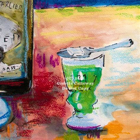 Absinthe For Two Modern Still Life Original Painting 18 By 24 Inch By