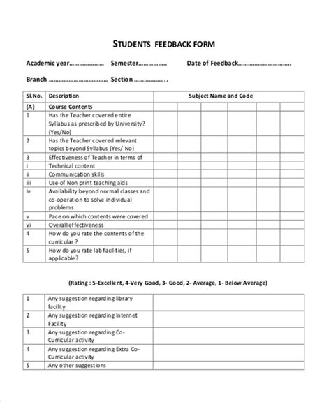 Free 31 Sample Feedback Forms In Ms Word