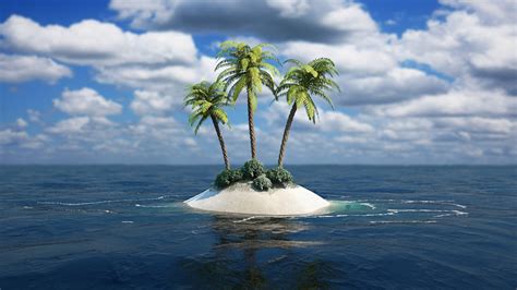 1366x768 Palm Trees In The Middle Of Ocean 1366x768 Resolution