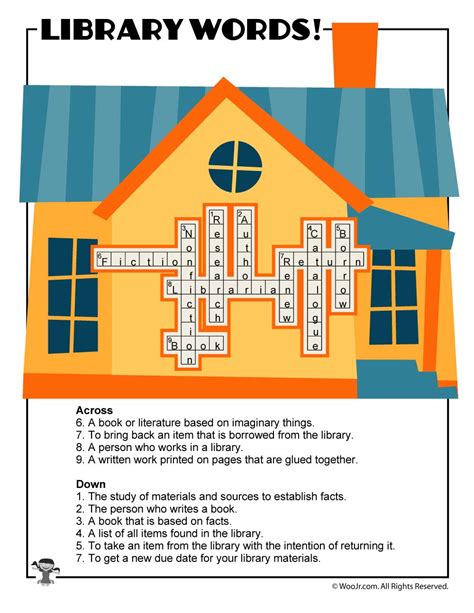Maybe you would like to learn more about one of these? Library Vocabulary Words Crossword Puzzle ANSWER KEY | Woo! Jr. Kids Activities