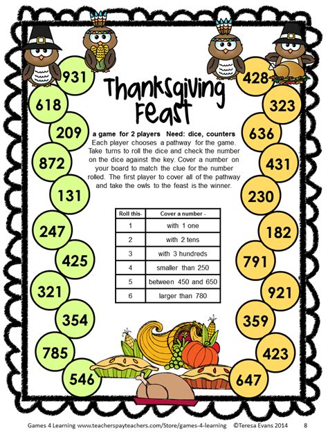 Thanksgiving Activities For Third Graders