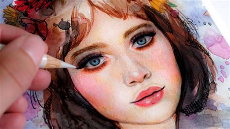 HOW TO PAINT A PORTRAIT WITH WATERCOLORS COLOR PENCILS IN ONLY 5 STEPS