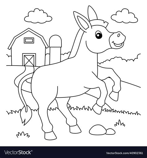 Donkey Coloring Page For Kids Royalty Free Vector Image