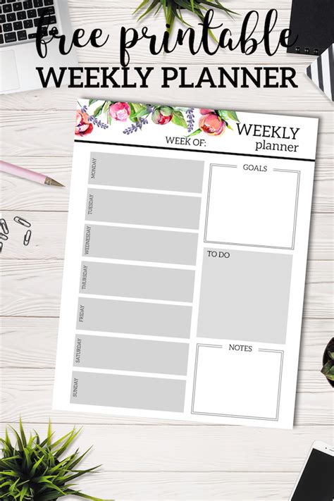 Floral Free Printable Weekly Planner Template Paper Trail Design