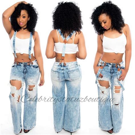 Distressed Bell Bottom Overalls From Celebrity Statuz Boutique