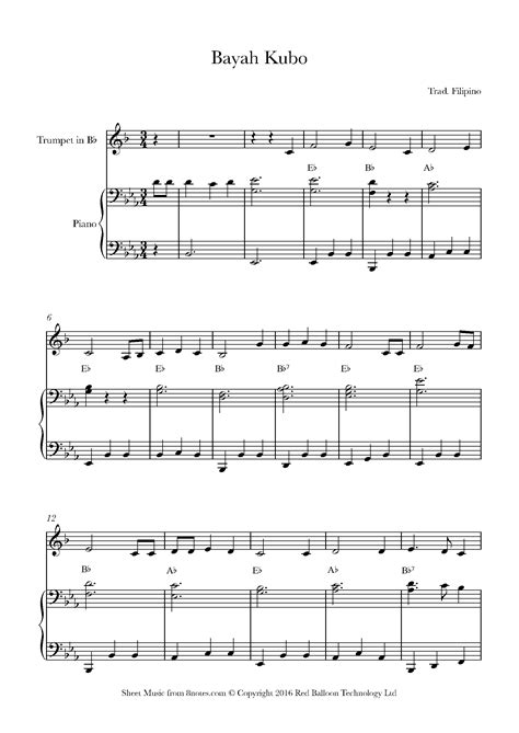Since we used to live on a farm back in the philippines, we spent quite a lot of time with vegetables, and my mom would always sing bahay kubo while harvesting or cooking them. Bahay Kubo (Nipa Hut) Sheet music for Trumpet - 8notes.com